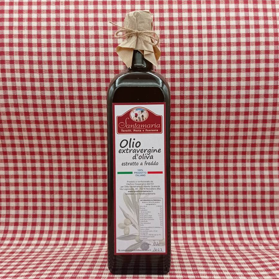 Olio Extravergine di Oliva Gusto Delicato Santamaria in bottiglia di vetro  da 1 litro - 1 lt
